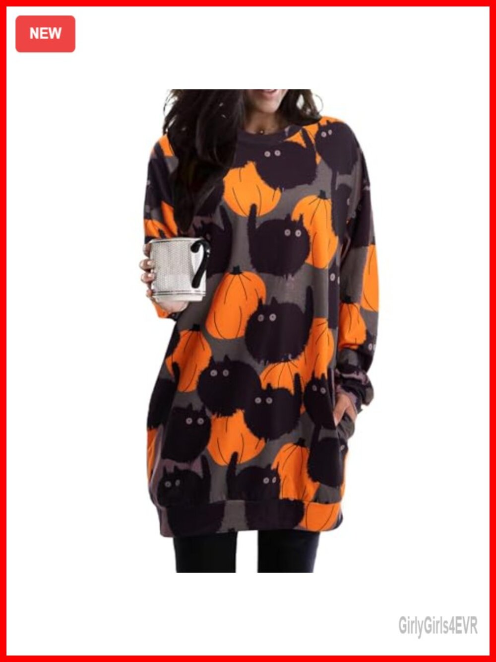 Women's Halloween Pumpkin Sweatshirt Long Sleeve Crewneck Pullover with Pocket